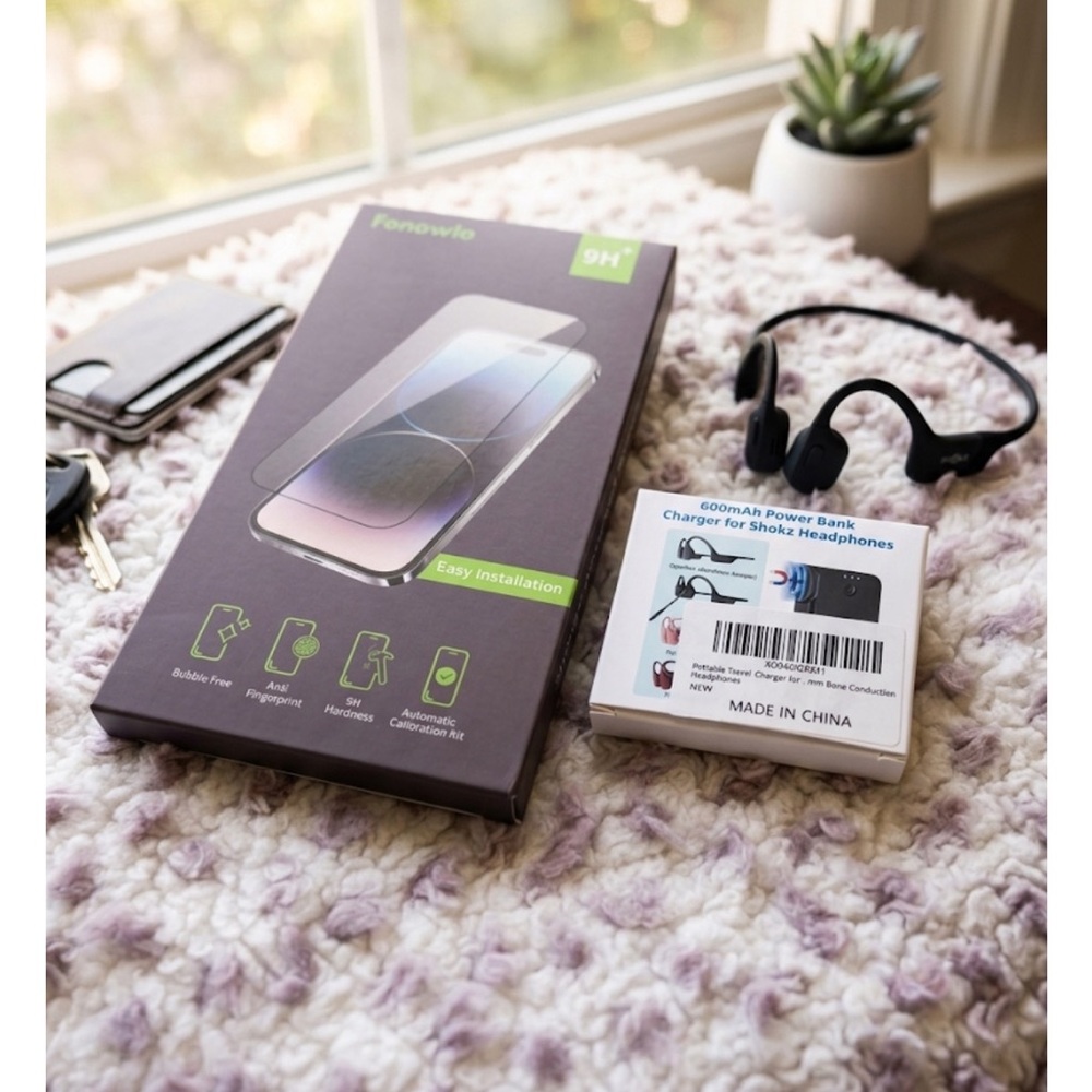 iPhone 17 Pro Privacy Glass 3-Pack + Shokz Magnetic Charger Bundle New